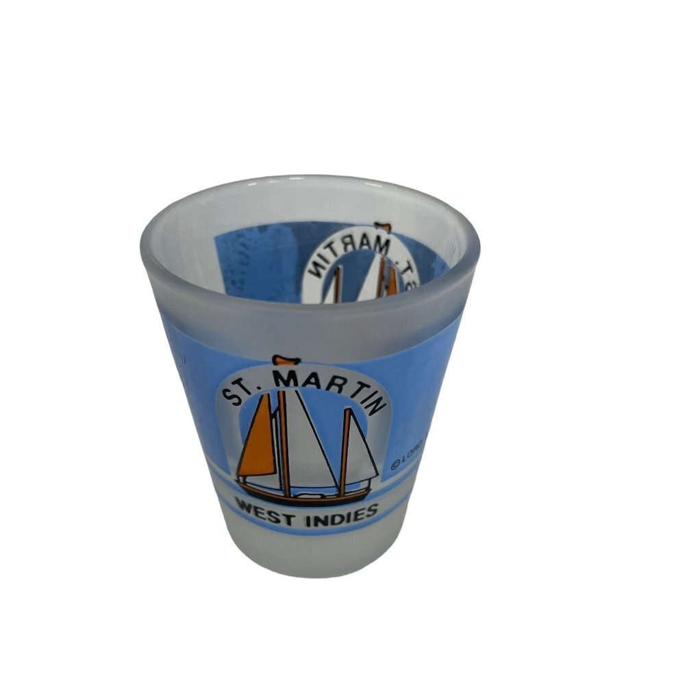 Shot Glass St Martin West Indies Sailboat Vintage 1989